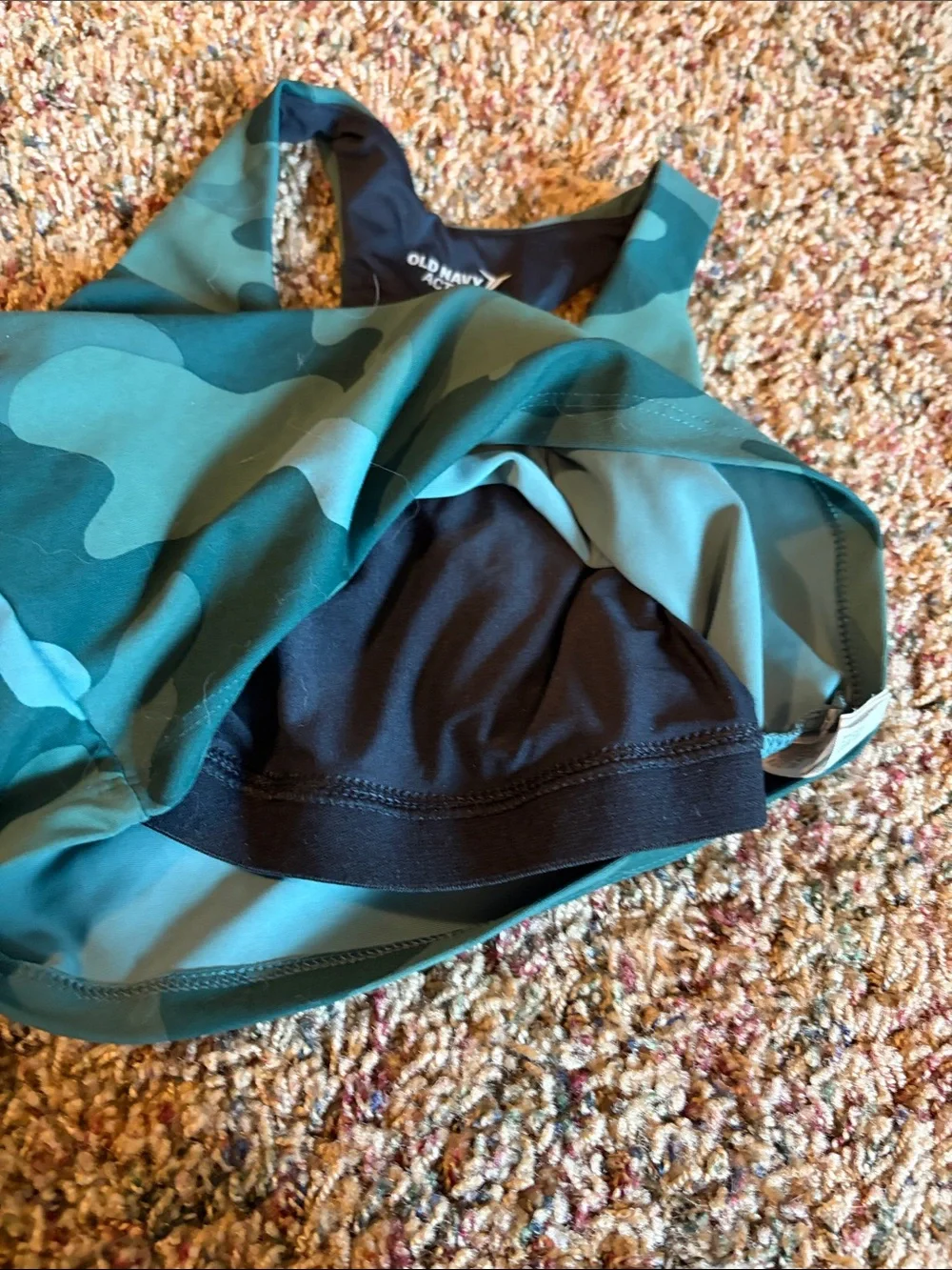 Old Navy Active Girls Green Camo Cropped Tank Top